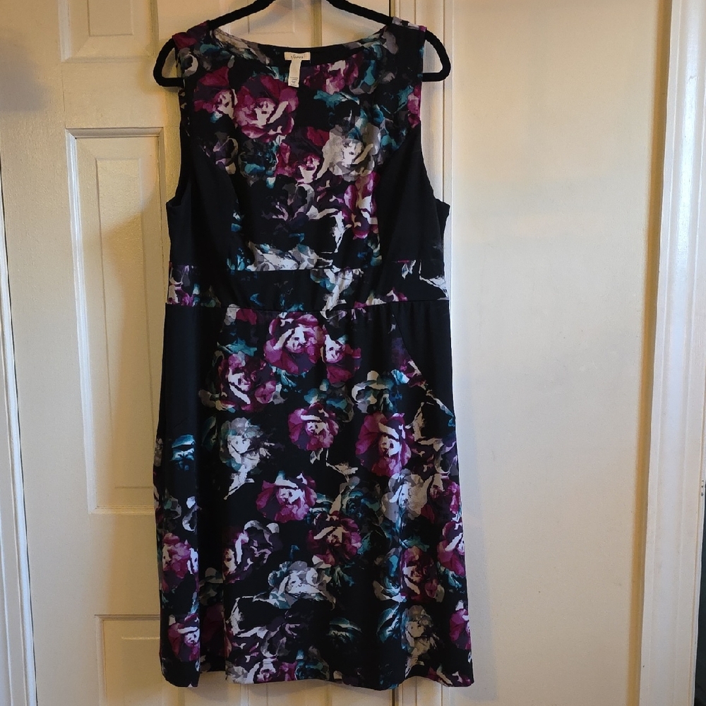 Soma XL Black and Purple Floral Dress